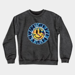 Graffiti Groove: 90s Smiley Splash!"- Retro Cute Hipster Blues Crewneck Sweatshirt